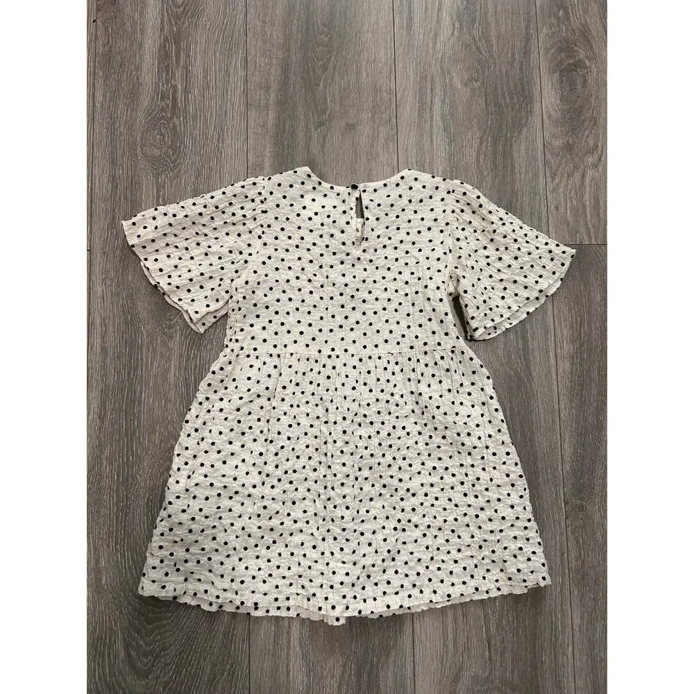 ZARA Textured Polka Dot Bow Dress Size 4T